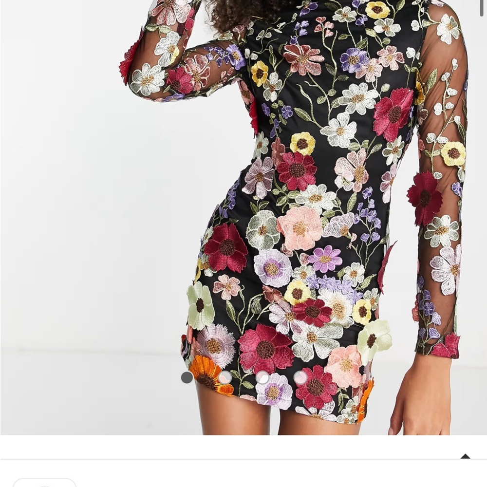 Floral Embroidered Black Dress